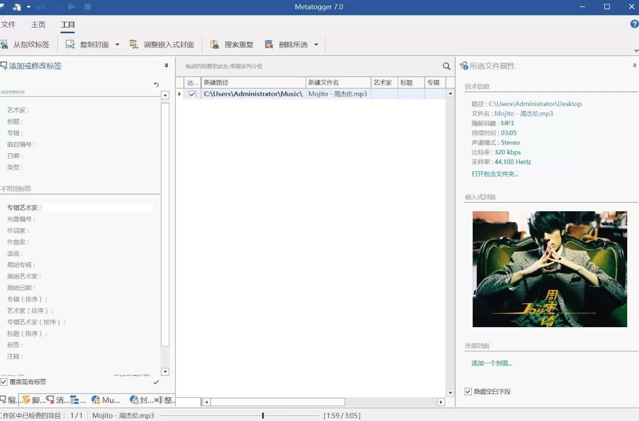 Metatogger v7.6.5.1 绿色版 - 音频文件标签编辑器-星空知