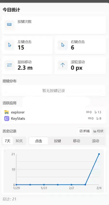 KeyStats(键鼠统计菜单栏应用) v1.28 绿色版-星空知
