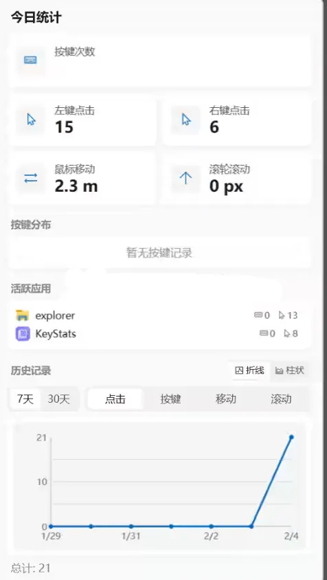 KeyStats(键鼠统计菜单栏应用) v1.29 绿色版-星空知