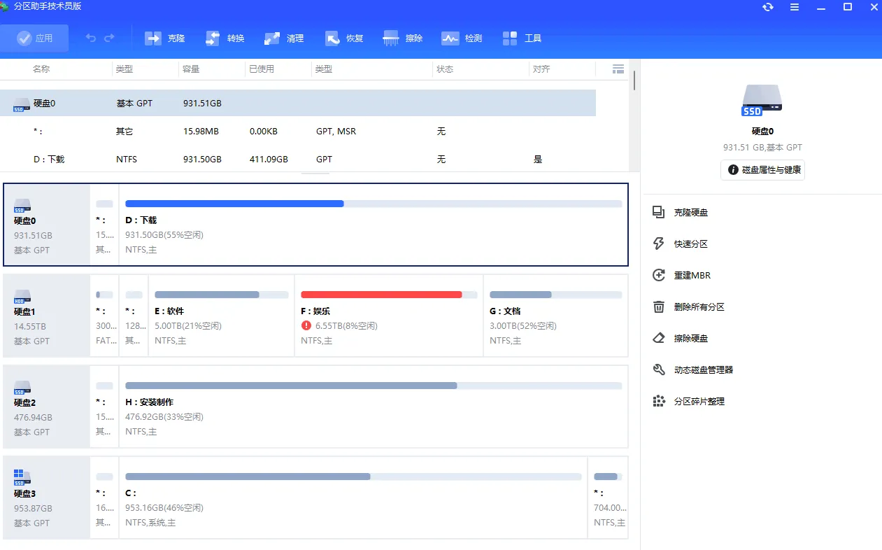 傲梅分区助手特别中文版 AOMEI Partition Assistant v10.9.2-星空知