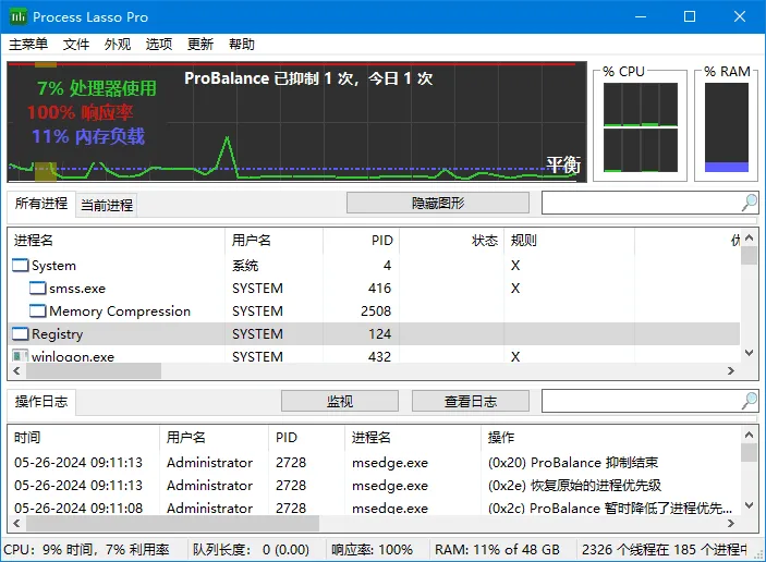 Process Lasso 18.1.0.23 进程优化工具 Pro-星空知