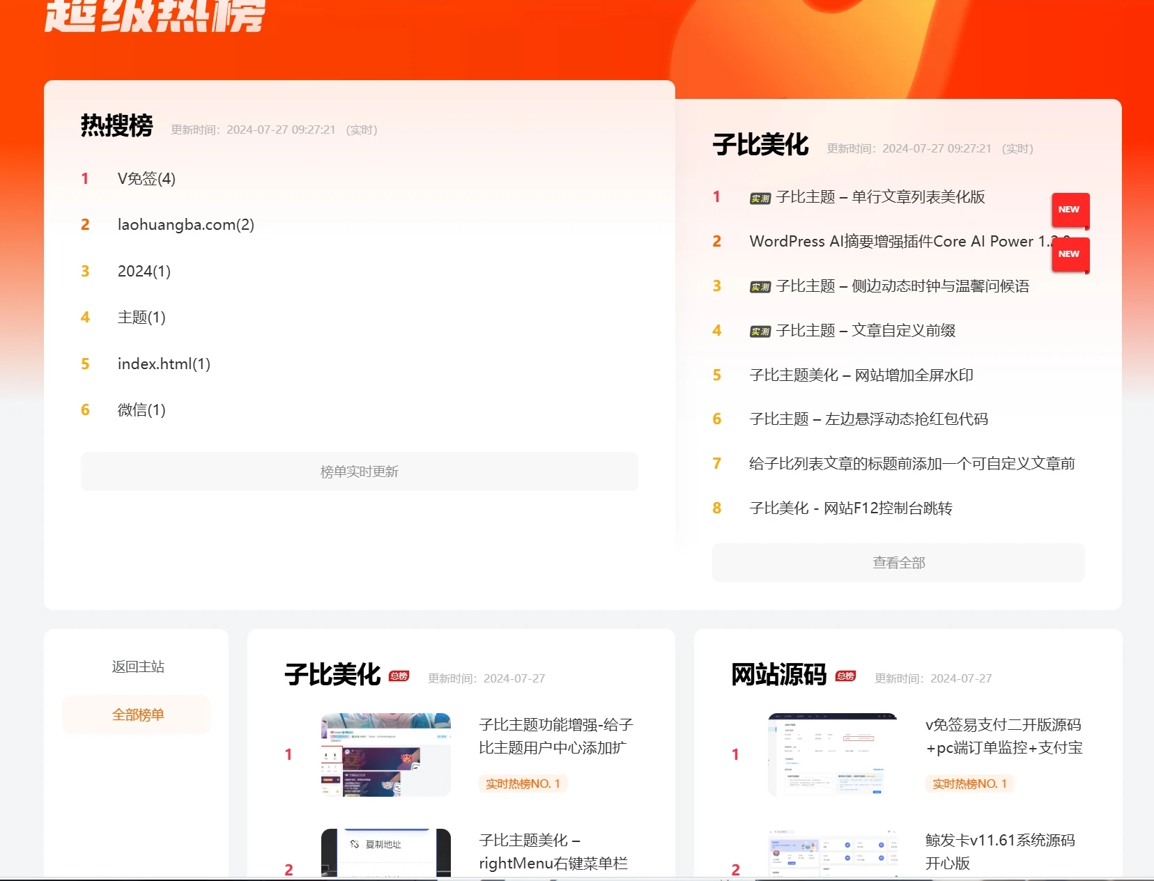 子比主题美化 – 超级热榜-星空知