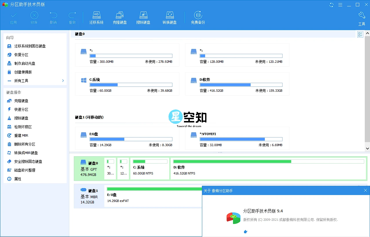 AOMEI PAssist分区助手技术员 v10.5.0 绿色便携版-星空知