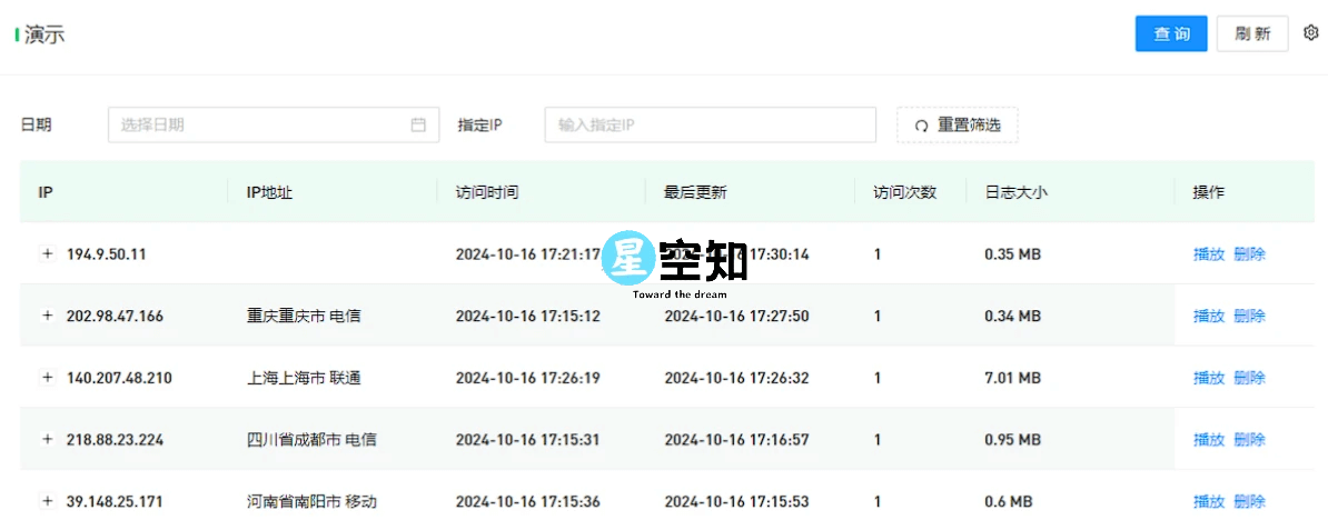WordPress用户行为回放插件免费版V1.0-星空知