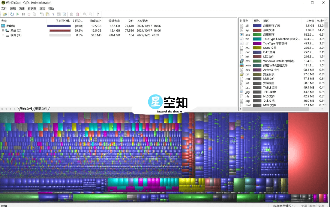 WinDirStat(磁盘使用统计和清理工具) v2.0.3 绿色版-星空知
